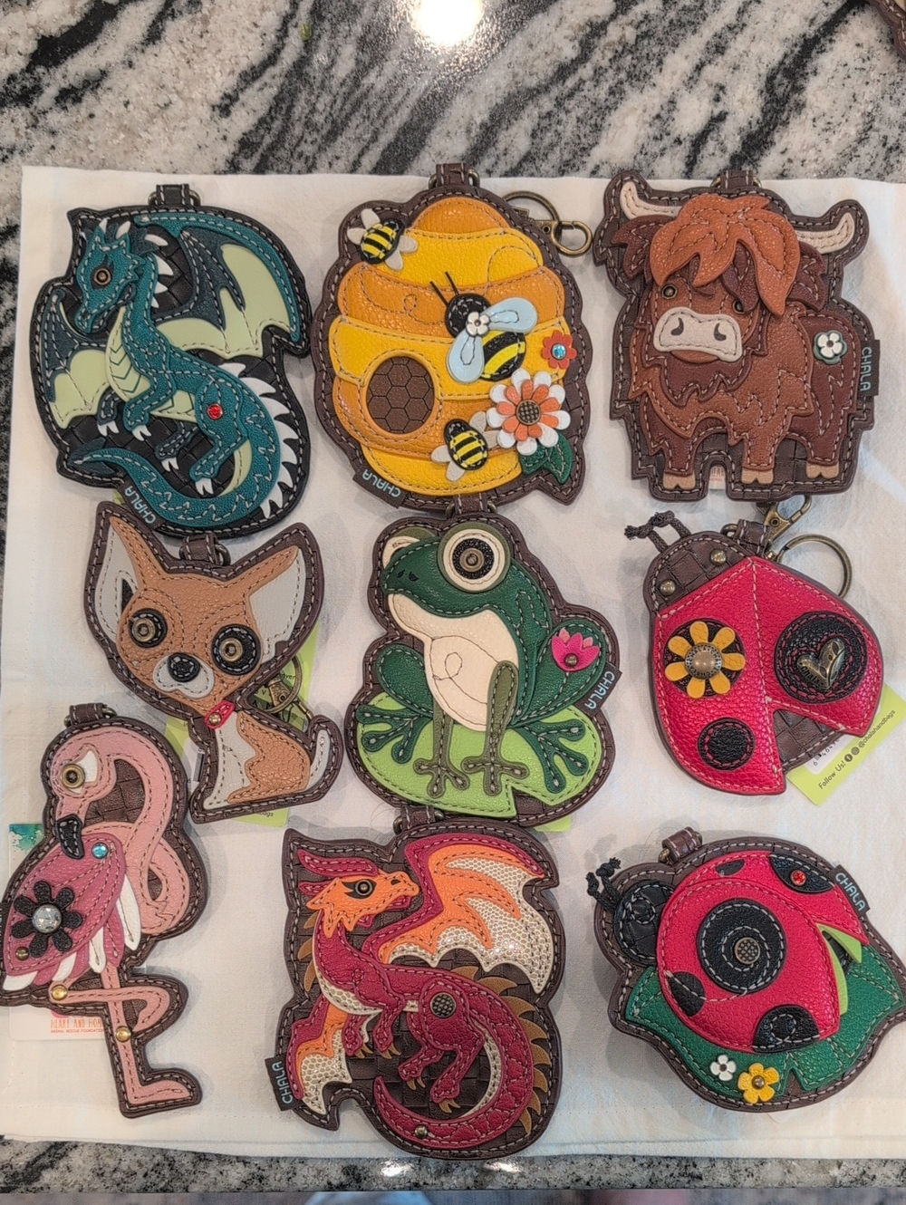 Chala Animal Key Chain Zip Coin Pouch Bag Charm - Choose One - Picture 3 of 12